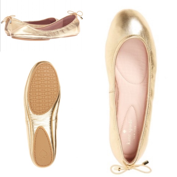 kate spade Shoes - $120*Kate Spade Globe Foldable Flat- Luxe Gold 6.5